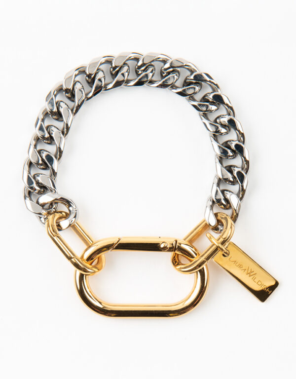ALL EYES ON YOU WATERPROOF SILVER & GOLD CURB CHAIN BRACELET